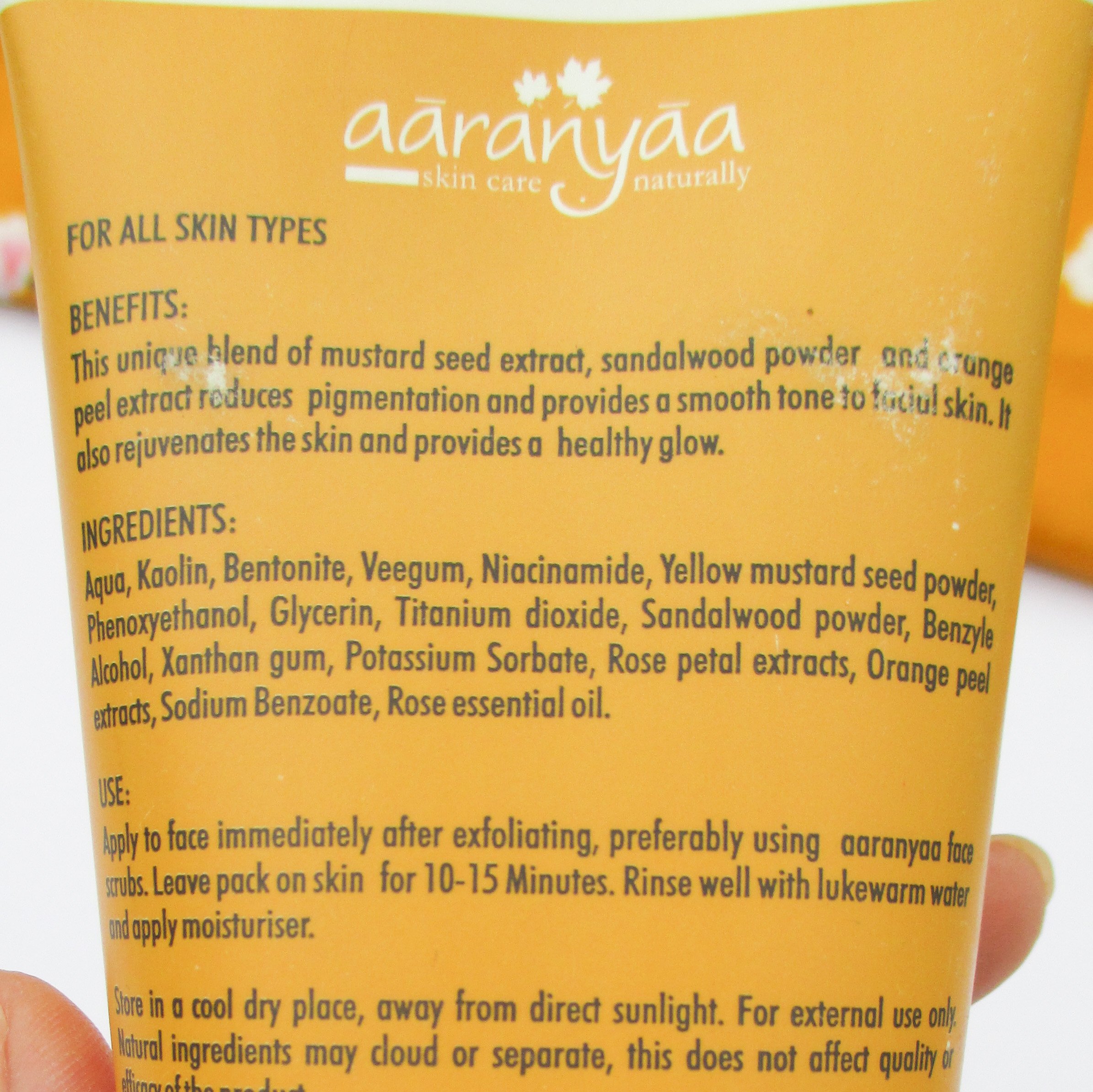 Aaranyaa Rejuvenating Anti Blemish Pack - Orange and Sandalwood Ingredients & Directions