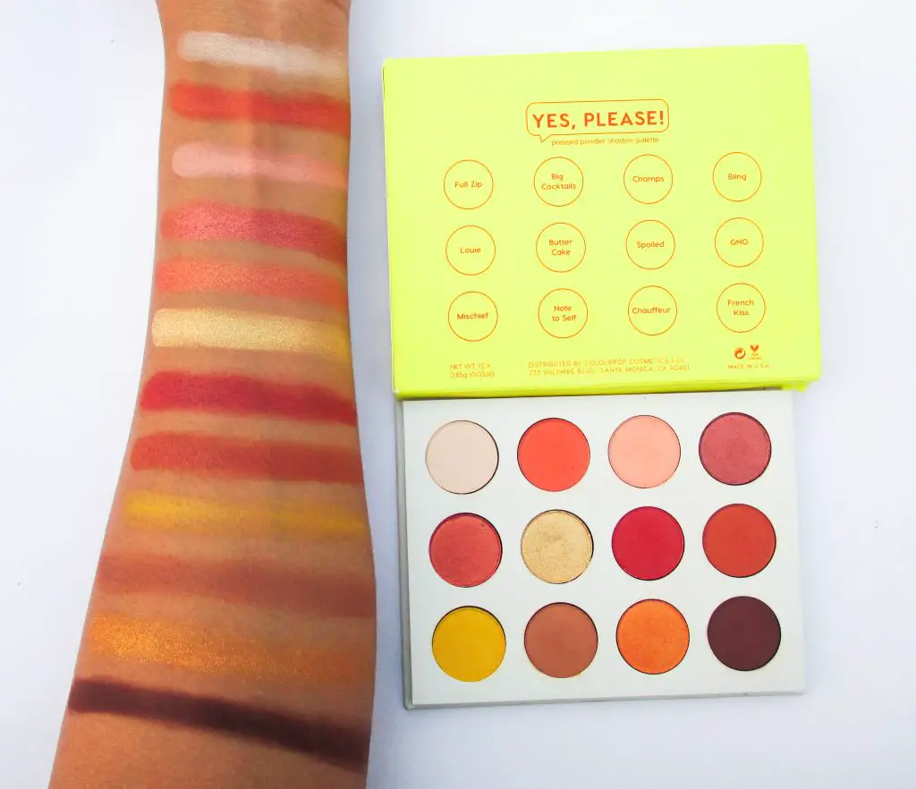 Colourpop Yes Please Palette Swatches