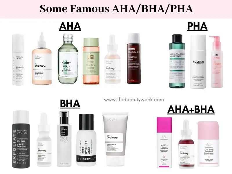 AHA BHA and PHA Skincare Products