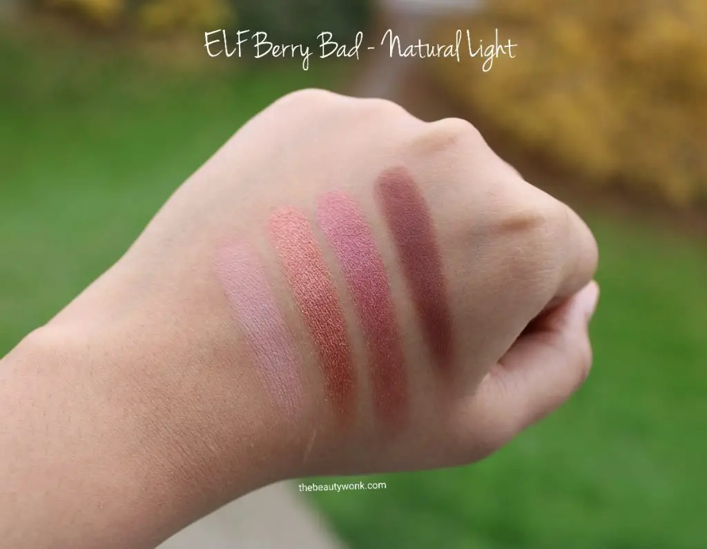 ELF Berry Bad Eyeshadow Swatch on Brown Skin in Natural Light
